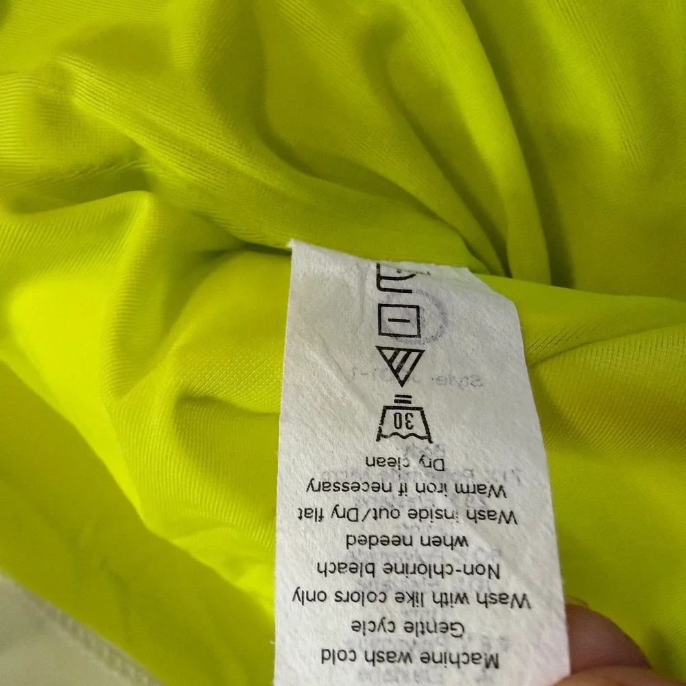 Swingdish Golf Jacket M‎ White Lime Green Ruched Peplum Full Zip J001-1